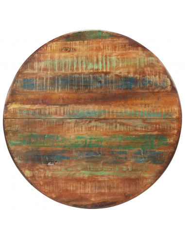 Tavolo da Pranzo Ø110x78cm Legno Massello di Recupero e Acciaio