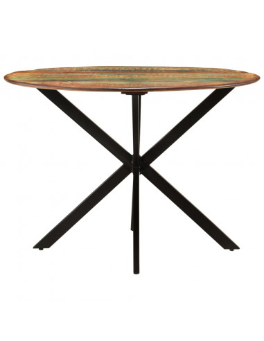 Tavolo da Pranzo Ø110x78cm Legno Massello di Recupero e Acciaio