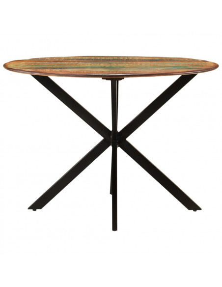 Tavolo da Pranzo Ø110x78cm Legno Massello di Recupero e Acciaio