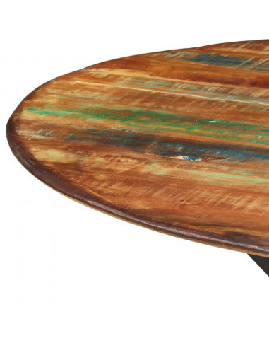 Tavolo da Pranzo Ø110x78cm Legno Massello di Recupero e Acciaio