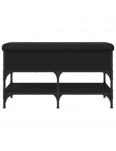 Panca Porta Scarpe Nera 82x42x45 cm in Legno Multistrato 2