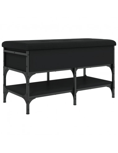 Panca Porta Scarpe Nera 82x42x45 cm in Legno Multistrato