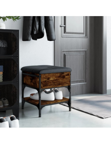 Panca Porta Scarpe Rovere Fumo 42x42x45 cm in Legno Multistrato