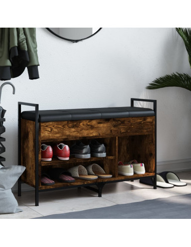 Panca Porta Scarpe Rovere Fumo 85,5x32x57,5 cm