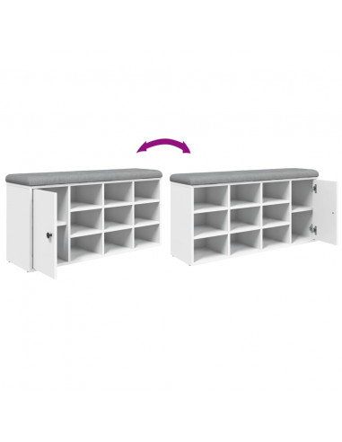 Panca Porta Scarpe Bianca 102x32x50 cm in Legno Multistrato