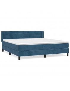 Giroletto a Molle con Materasso Blu Scuro 180x200 cm in Velluto 2