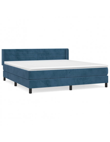 Giroletto a Molle con Materasso Blu Scuro 180x200 cm in Velluto