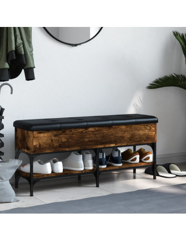 Panca Porta Scarpe Rovere Fumo 102x32x45cm in Legno Multistrato