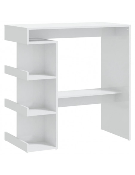 Tavolo da Bar con Ripiani Bianco Lucido 100x50x101,5 cm