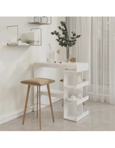 Tavolo da Bar con Ripiani Bianco Lucido 100x50x101,5 cm