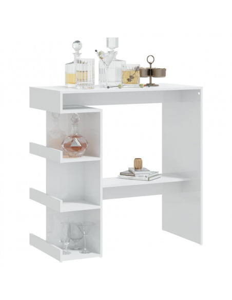 Tavolo da Bar con Ripiani Bianco Lucido 100x50x101,5 cm