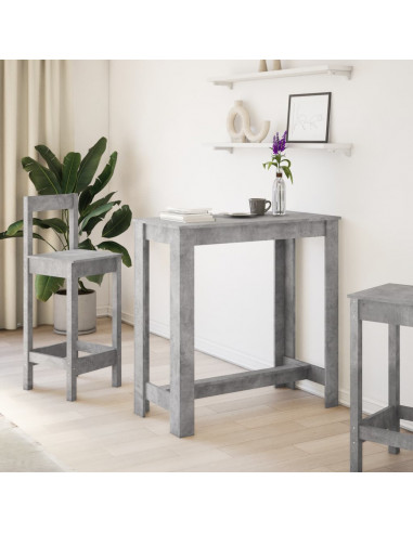 Tavolo da Bar Grigio Cemento 102x50x103,5 cm Legno Multistrato