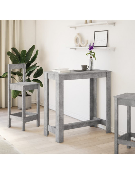 Tavolo da Bar Grigio Cemento 102x50x103,5 cm Legno Multistrato