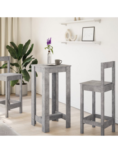 Tavolo da Bar Grigio Cemento 51x50x103,5cm in Legno Multistrato
