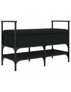 Panca Portaoggetti Nera 85,5x42x57,5 cm in Legno Multistrato 2