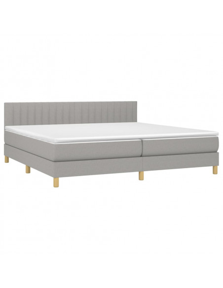 Letto a Molle Materasso e LED Grigio Chiaro 200x200 cm Tessuto