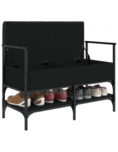 Panca Portaoggetti Nera 85,5x42x57,5 cm in Legno Multistrato