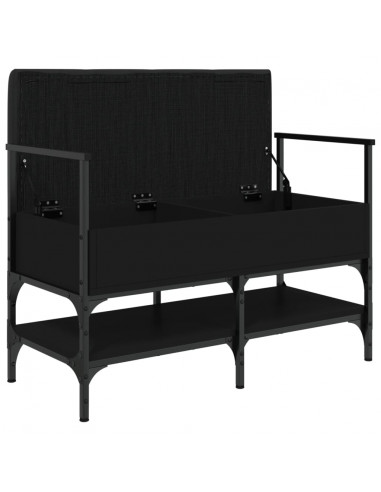 Panca Portaoggetti Nera 85,5x42x57,5 cm in Legno Multistrato