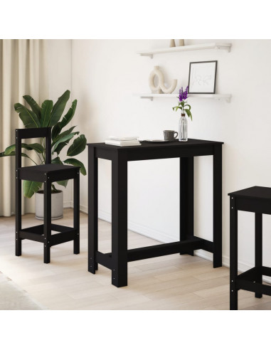 Tavolo da Bar Nero 102x50x103,5 cm in Legno Multistrato