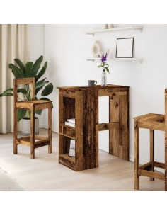 Tavolo Bar con Rastrelliera Antico 90x47,5x103,5 cm Multistrato 2