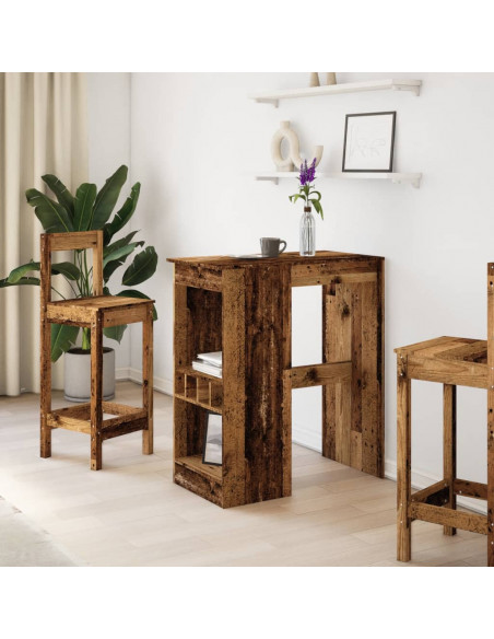 Tavolo Bar con Rastrelliera Antico 90x47,5x103,5 cm Multistrato