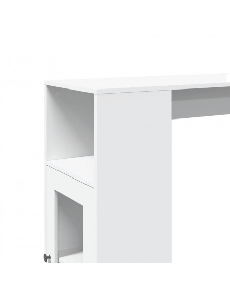 Tavolo Bar con Rastrelliera Bianco 101x40x103,5 cm Multistrato