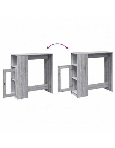 Tavolo Bar con Rastrelliera Grigio 101x40x103,5 cm Multistrato