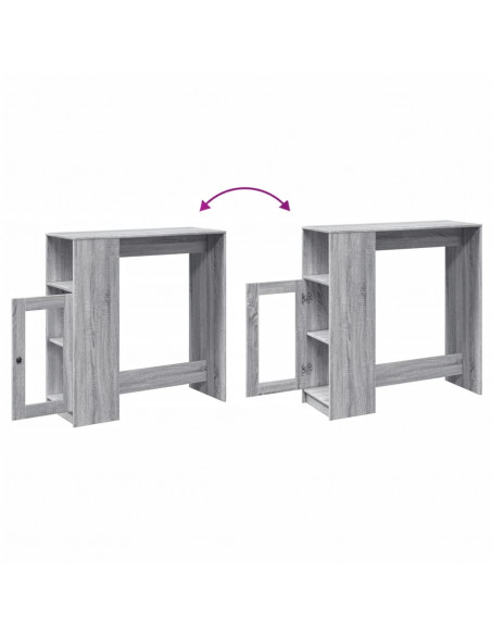 Tavolo Bar con Rastrelliera Grigio 101x40x103,5 cm Multistrato
