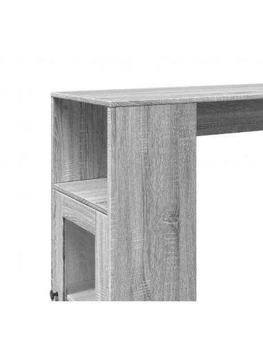 Tavolo Bar con Rastrelliera Grigio 101x40x103,5 cm Multistrato