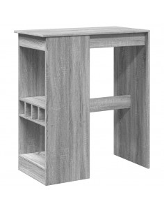 Tavolo Bar con Rastrelliera Grigio 102x50x103,5cm Multistrato 2