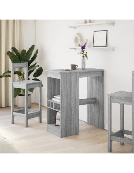 Tavolo Bar con Rastrelliera Grigio 102x50x103,5cm Multistrato