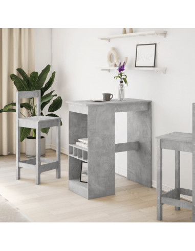 Tavolo Bar con Rastrelliera Grigio 90x47,5x103,5 cm Multistrato