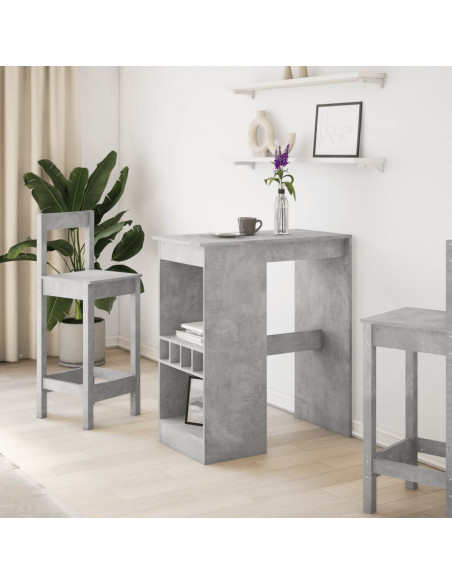 Tavolo Bar con Rastrelliera Grigio 90x47,5x103,5 cm Multistrato