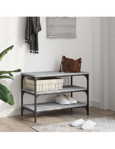 Panca Porta Scarpe Grigio Sonoma 70x38,5x49cm Legno Multistrato