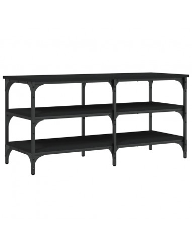 Panca Porta Scarpe Nera 100x38,5x49 cm in Legno Multistrato