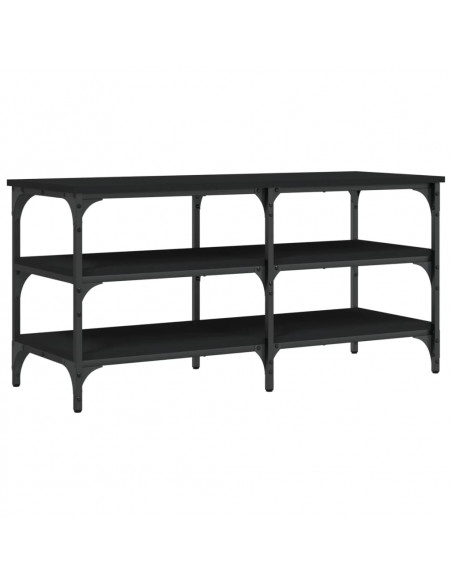 Panca Porta Scarpe Nera 100x38,5x49 cm in Legno Multistrato