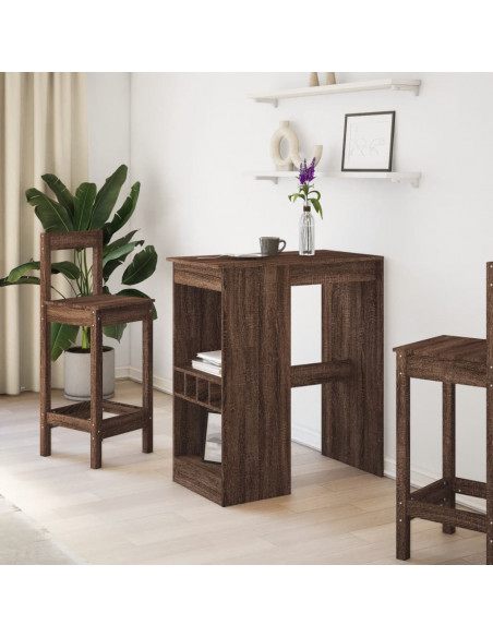 Tavolo Bar con Rastrelliera Marrone 90x47,5x103,5cm Multistrato