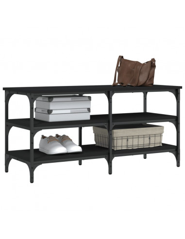 Panca Porta Scarpe Nera 100x38,5x49 cm in Legno Multistrato