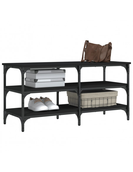 Panca Porta Scarpe Nera 100x38,5x49 cm in Legno Multistrato