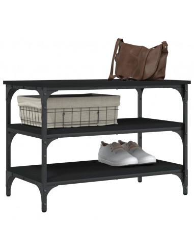 Panca Porta Scarpe Nera 70x38,5x49 cm in Legno Multistrato