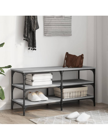 Panca Porta Scarpe Grigio Sonoma 100x38,5x49 Legno Multistrato