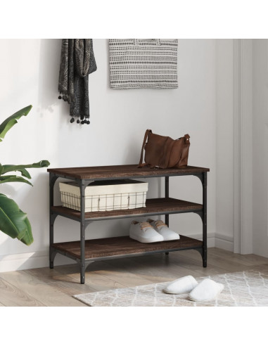 Panca Portascarpe Rovere Marrone 70x38,5x49cm Legno Multistrato