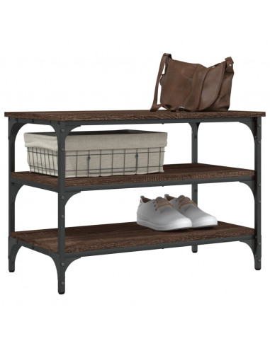 Panca Portascarpe Rovere Marrone 70x38,5x49cm Legno Multistrato