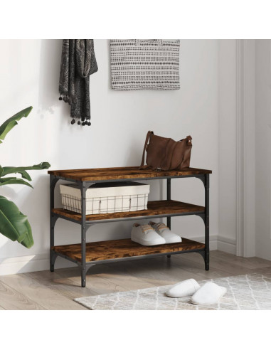 Panca Porta Scarpe Rovere Fumo 70x38,5x49 cm Legno Multistrato