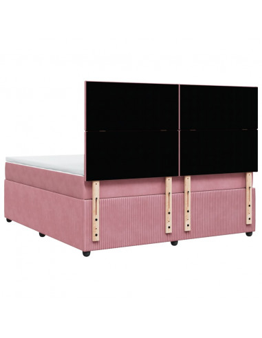 Giroletto a Molle con Materasso Rosa 180x200 cm in Velluto