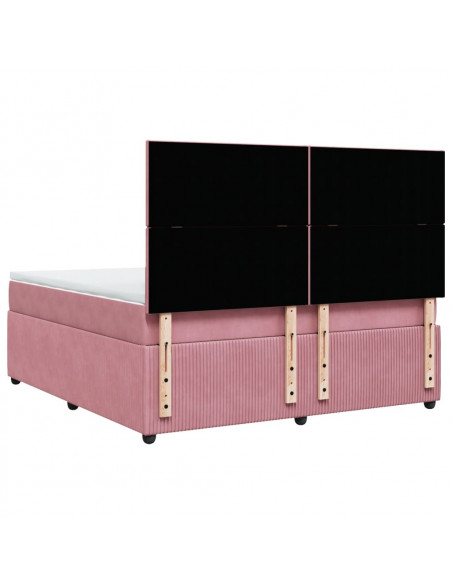 Giroletto a Molle con Materasso Rosa 180x200 cm in Velluto