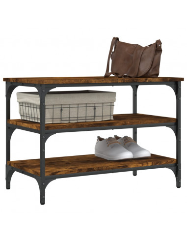 Panca Porta Scarpe Rovere Fumo 70x38,5x49 cm Legno Multistrato