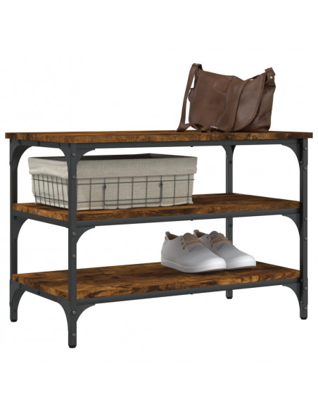 Panca Porta Scarpe Rovere Fumo 70x38,5x49 cm Legno Multistrato