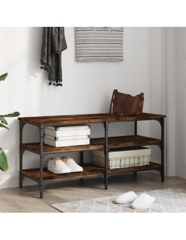 Panca Porta Scarpe Rovere Fumo 100x38,5x49cm Legno Multistrato