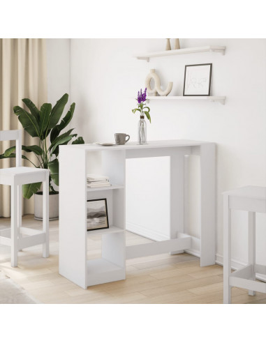 Tavolo Bar con Ripiano Bianco 124x46x103,5 cm in Truciolato